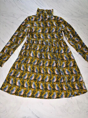 Boden Girls Owl Print Dress Size 7-8Y Like New